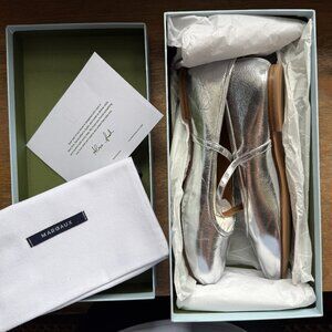 Margaux Demi Janes in Silver Crinkle Mirror Leather (NWT) 38M
